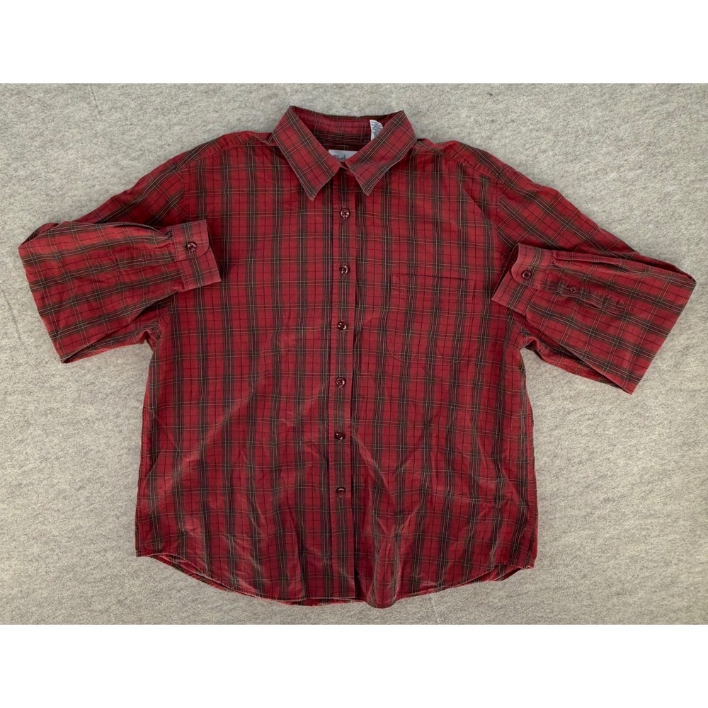 Westbound Mens XL Red Plaid Button Down Shirt 100% Cotton Long Sleeve Bulgaria